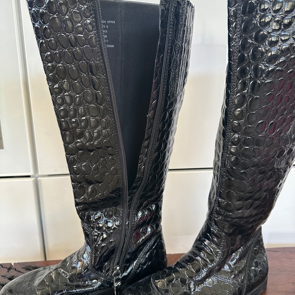 Kalso Earth Shiny Alligator Skin Pattern Boots size 6.5 Women black Mid-Calf - Picture 15 of 16